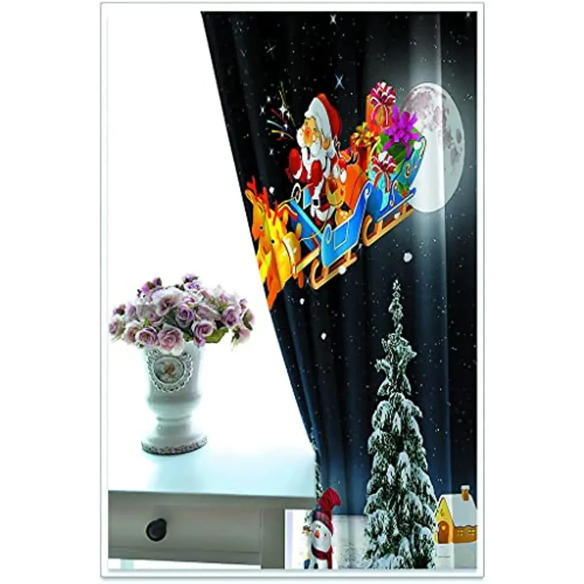 Santa Claus Christmas Blackout Curtains Bedroom Living Room Kitchen Drapes Window Treatments Xmas Navidad Natal Home Decoration