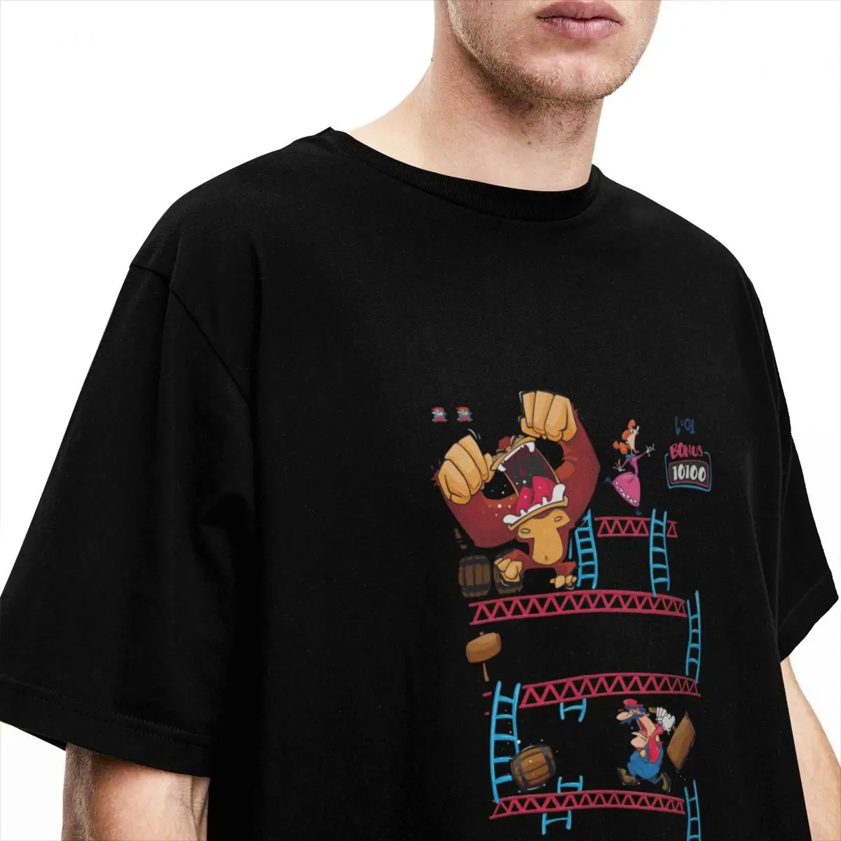 D-Donkey Kongs T Shirt Mens Japanese Arcade Game Vintage Cotton T Shirts Summer O Neck Fashion Tee Shirt Design Oversized Tops