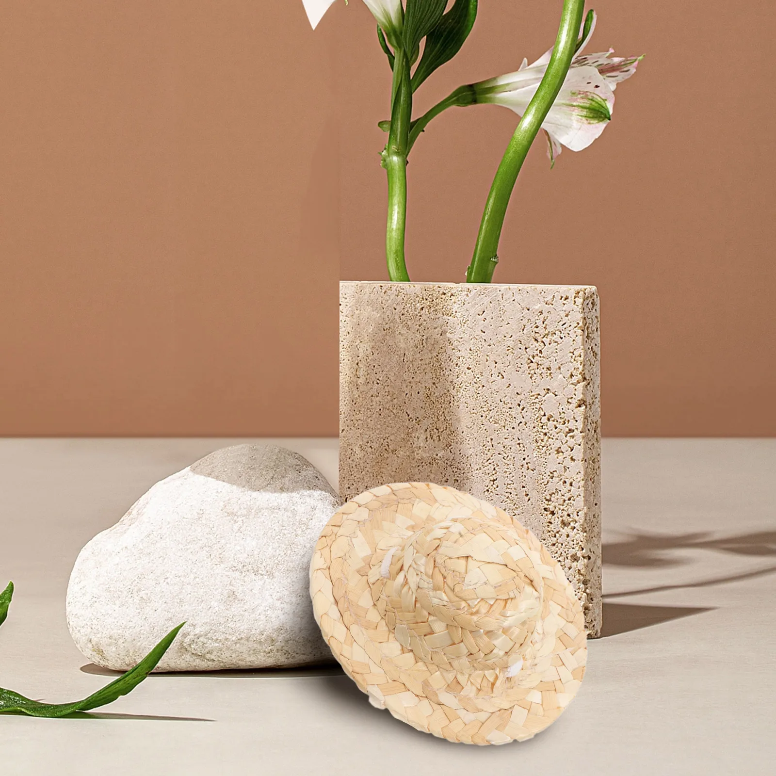 

6 шт. мини-шляпы Diy Craft миниатюрные тканые шапки с имитацией верха, аксессуары для кукольного домика, реквизит для костюмов маленького домашнего животного, легкий вес
