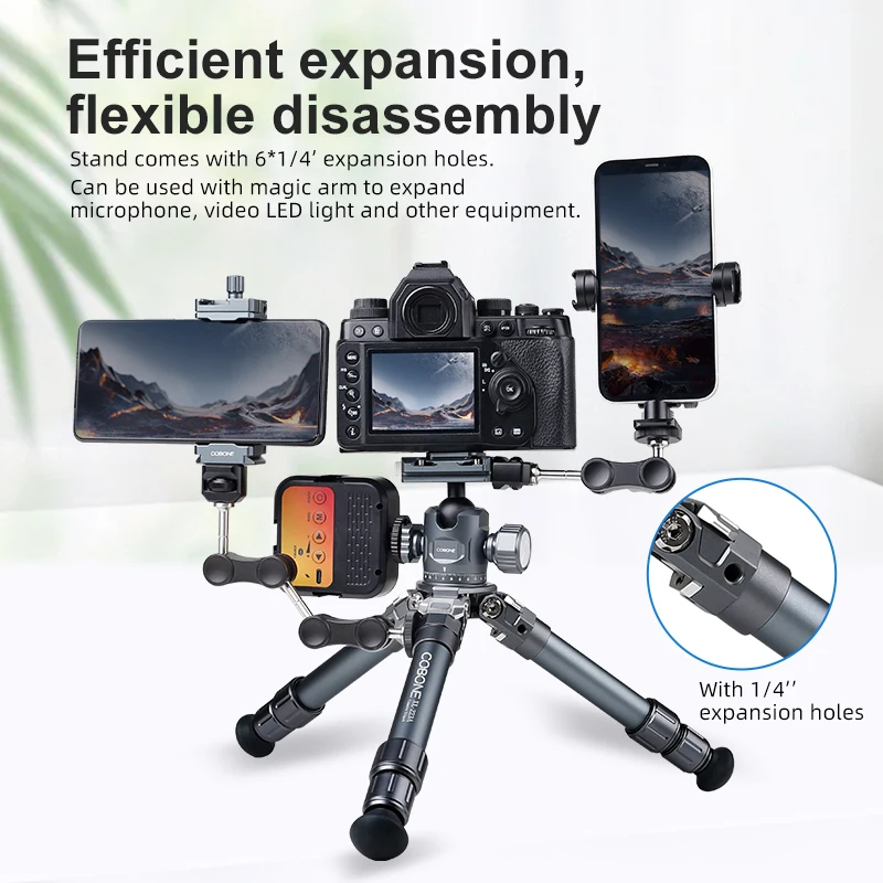 XILETU Portable Quick Release Camera Tripod with 360 Degree Ball Head Mini Desktop Stand for Mobile Phones, Cameras, DSLR