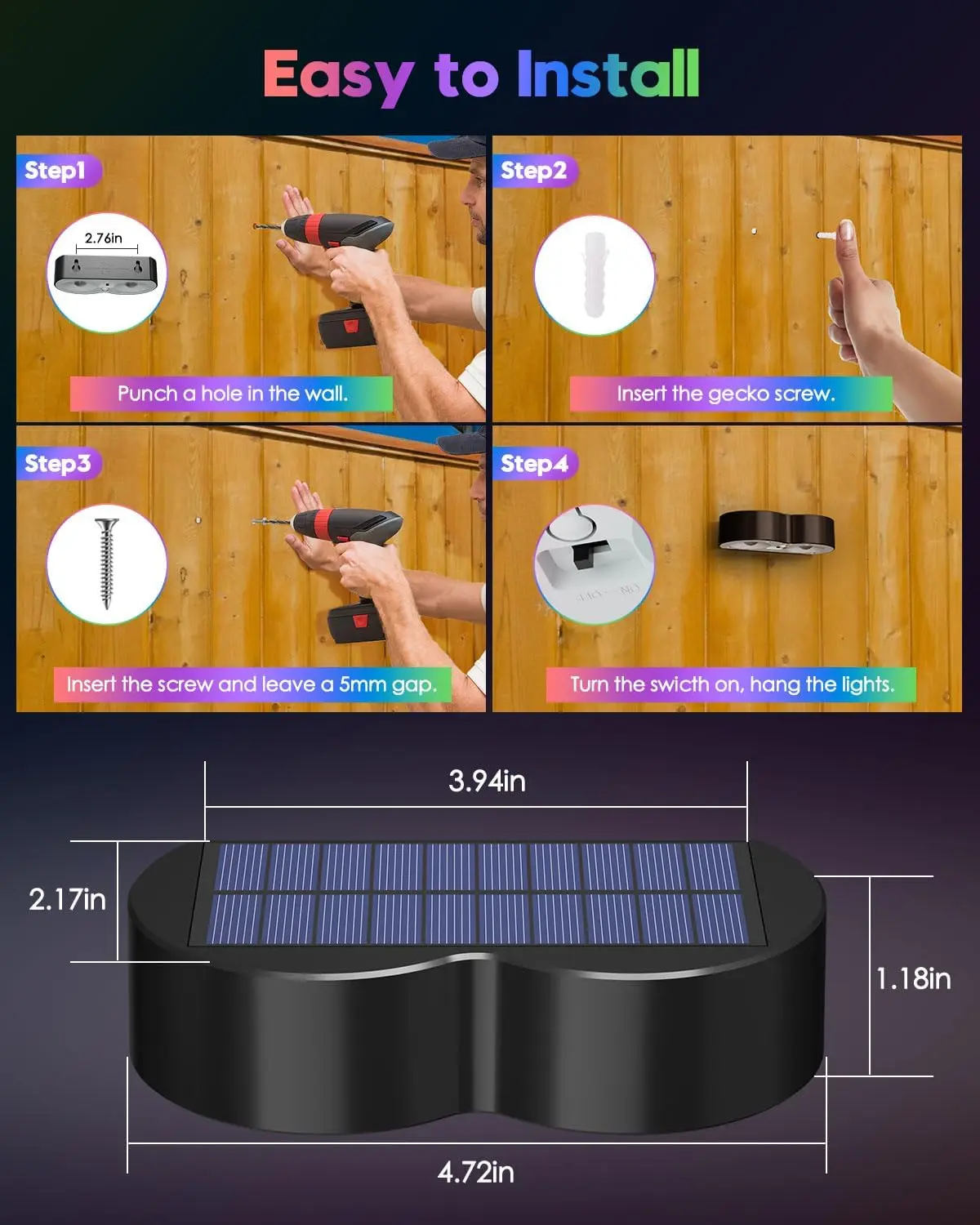 Luzes de jardim led movidas a energia solar para quintal ao ar livre pátio piscina deck decoração à prova dwaterproof água 8 cores rgb cerca solar luzes luz solar