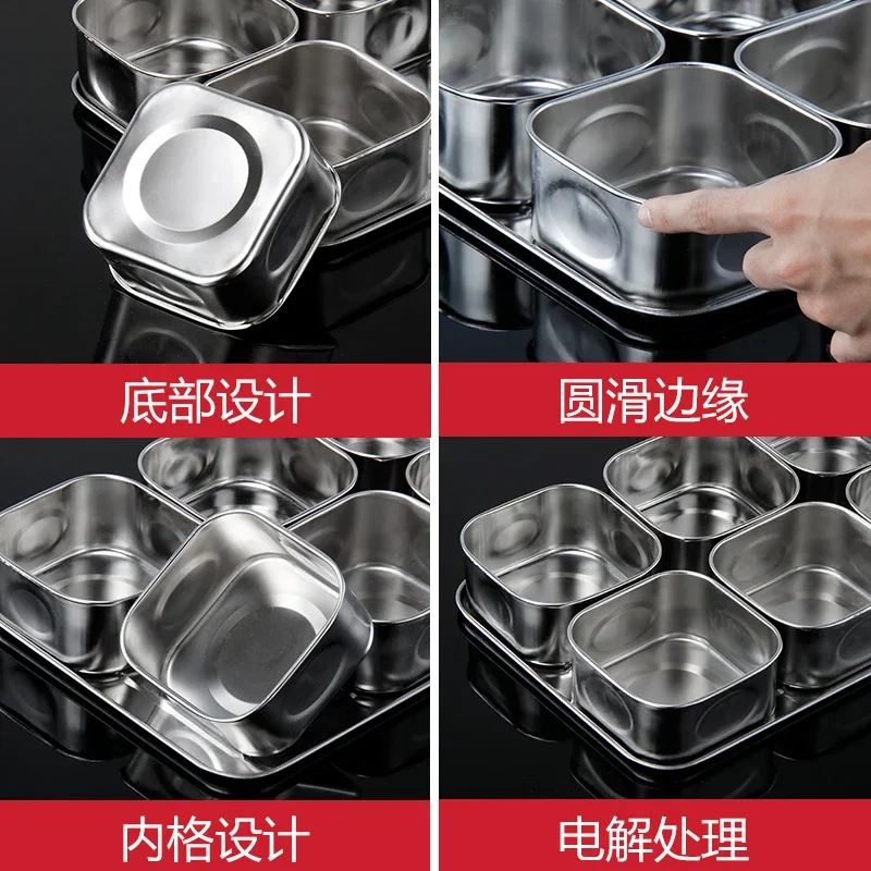 Japanese Stainless Steel Seasoning Box Set Creative Seasoning Jar 6 Grid 8 Grid Optional With Lid Kitchen Health Spice Box