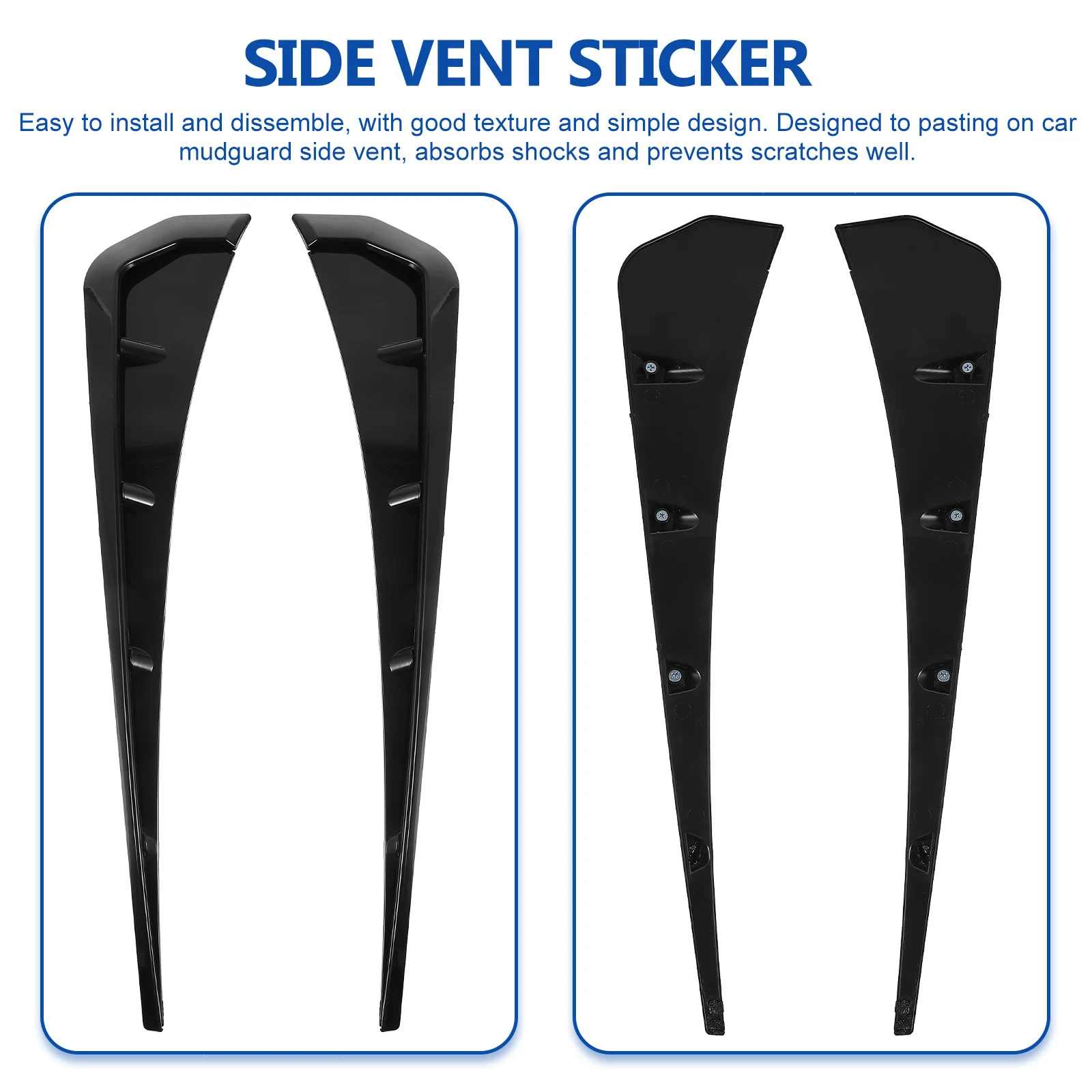 1 paio di adesivi decorativi per ali laterali Accessori esterni per auto impermeabili ABS creativi Facile da applicare Nessun residuo Aria di sfiato laterale automatico