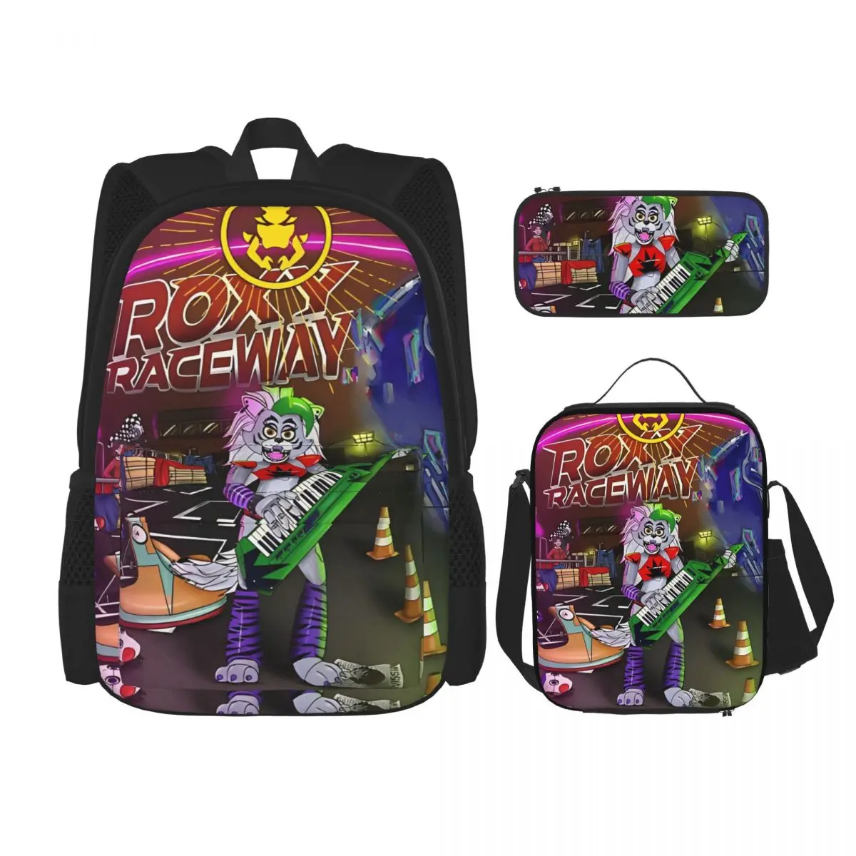 3pecs/set película Roxy FNAF mochila para adolescentes de alta capacidad bolsas de lona para escuela secundaria bolsa de almuerzo estuche para lápices