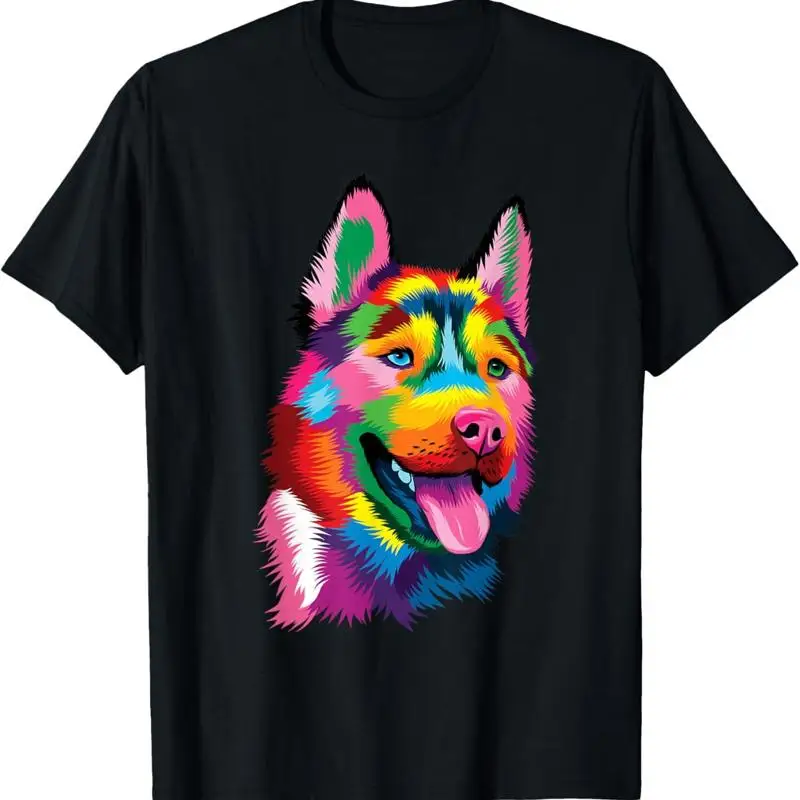 Colorful Siberian Husky Dog Lover Pet Trainer Breeder T Shirt