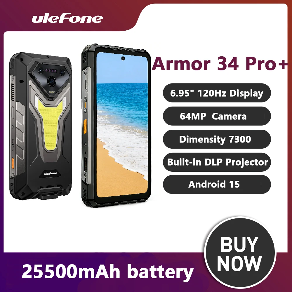Ulefone Armor 34 Pro+ 32GB+512GB 5G AI Rugged Phone 25500mAh 6.95