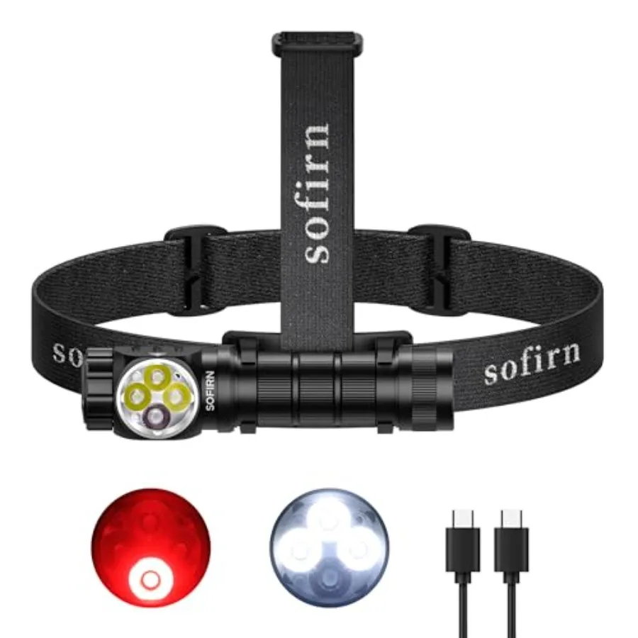 

HS43 Headlamp with Red Light 3200 Lumen Rechargeable LED Headlamp Waterproof With Magnetic Base for Adults Perfect for Camping