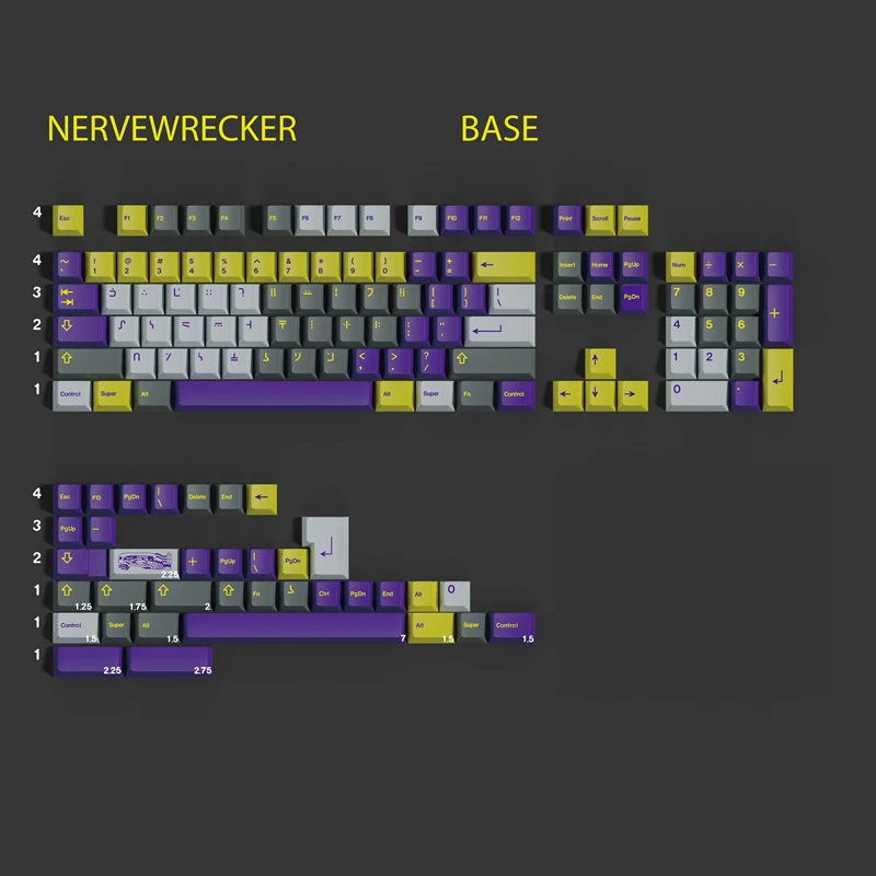 1 Set GMK NERVEWRECKER Keycaps PBT 5 Sides Dye Subbed Key Caps
