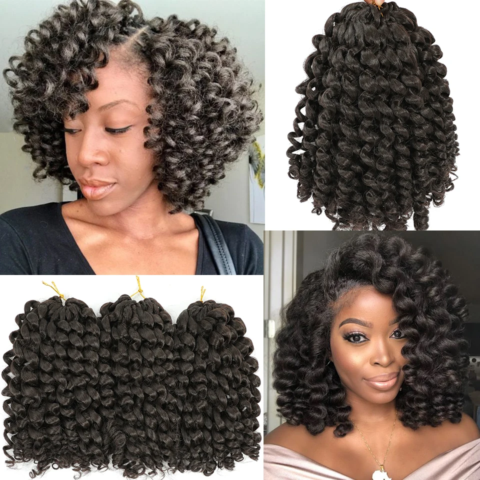 Jamaican Bounce Wand Curl Crochet Hair 1-5 Packs Deal 8 Inch Jumpy Wand Curl Crochet Hair Synthetic Curly Crochet Hair For Women