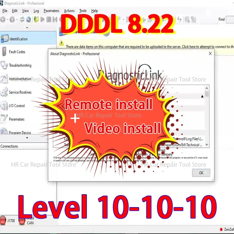DDDL 8.22 SP0 Pro Level 10+ الوصول الكامل – فتح تشخيص الديزل ديترويت المتقدم وإصلاح الأخطاء VIN Write Config