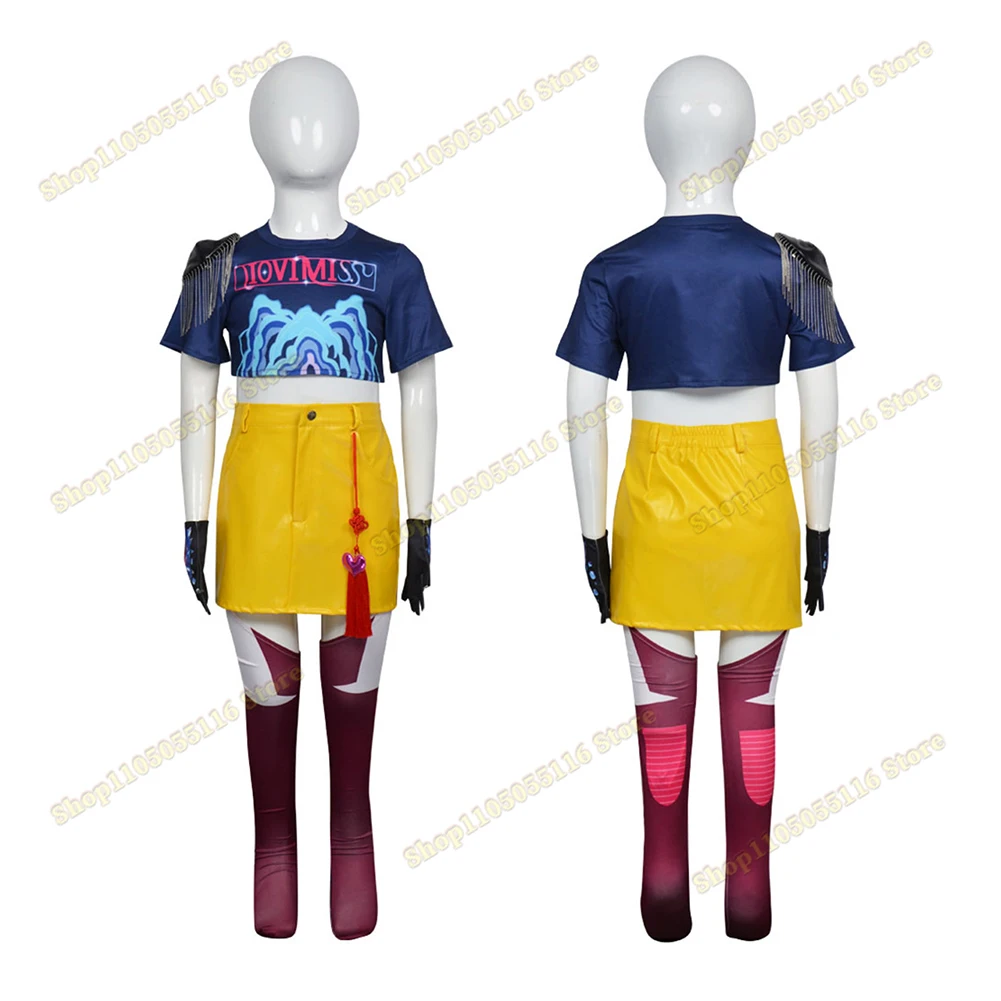 Hot KPop Demon Hunters คอสเพลย์เครื่องแต่งกายสําหรับเด็ก Zoey คอสเพลย์แฟนตาซีชุดสวมบทบาทวิกผมแหวนฮาโลวีน Carnival Party ชุด