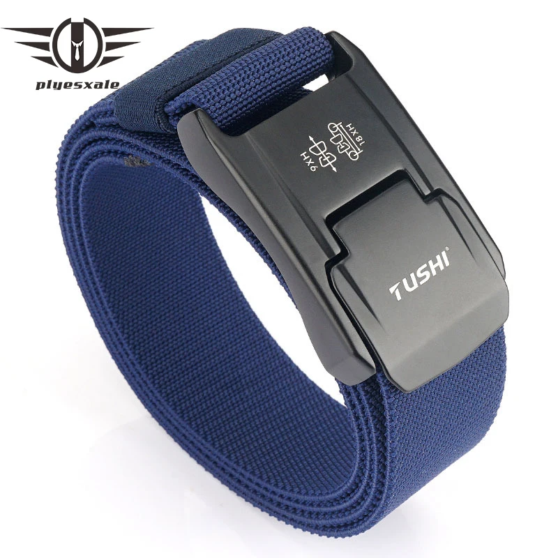 

Plyesxale Elastic Jeans Belt For Men Alloy Buckle Training Working Tactical Belt Comfortable High Quality Male Nylon Belts B1419