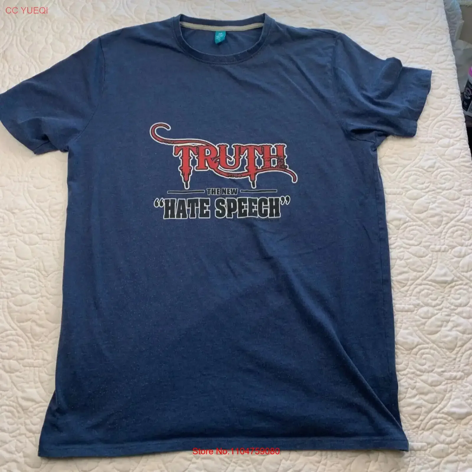 Truth The New Hate Speech Political Correctness T Shirt Men's XL Blue vintage Washed designer clothes Comfortable Versatile