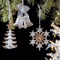 Sparkling Christmas Tree Decorations Acrylic Shinny Christmas Ornaments Keychains Car Ornaments Pendent Navidad Gifts Elk Star