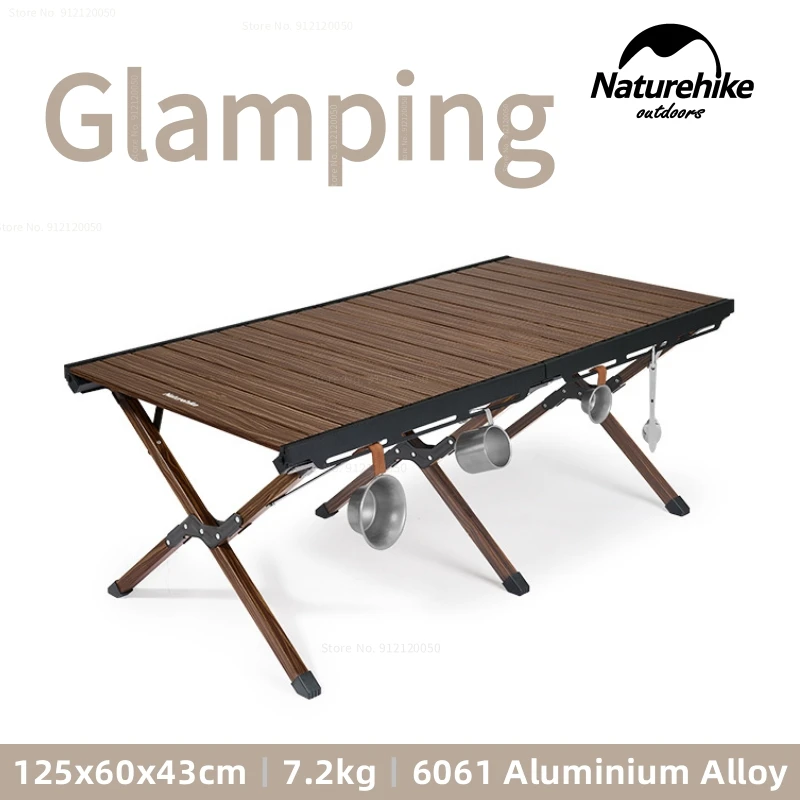 Naturehike 6061 Aluminum Alloy Hanging Egg Roll Table Portable Widened Camping Folding Table Barbecue Table Outdoor Picnic Table