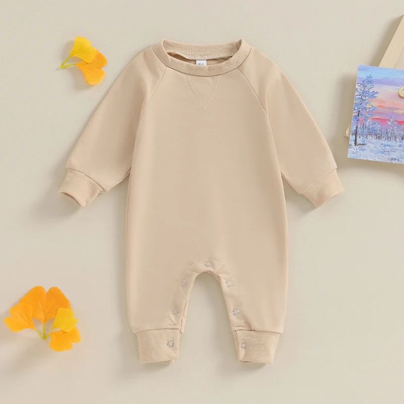 2023 Baby Casual Sweatshirt Jumpsuit Bubbles Long Sleeve Crew Neck Solid Color Romper Autumn Spring Boys Girls Overalls