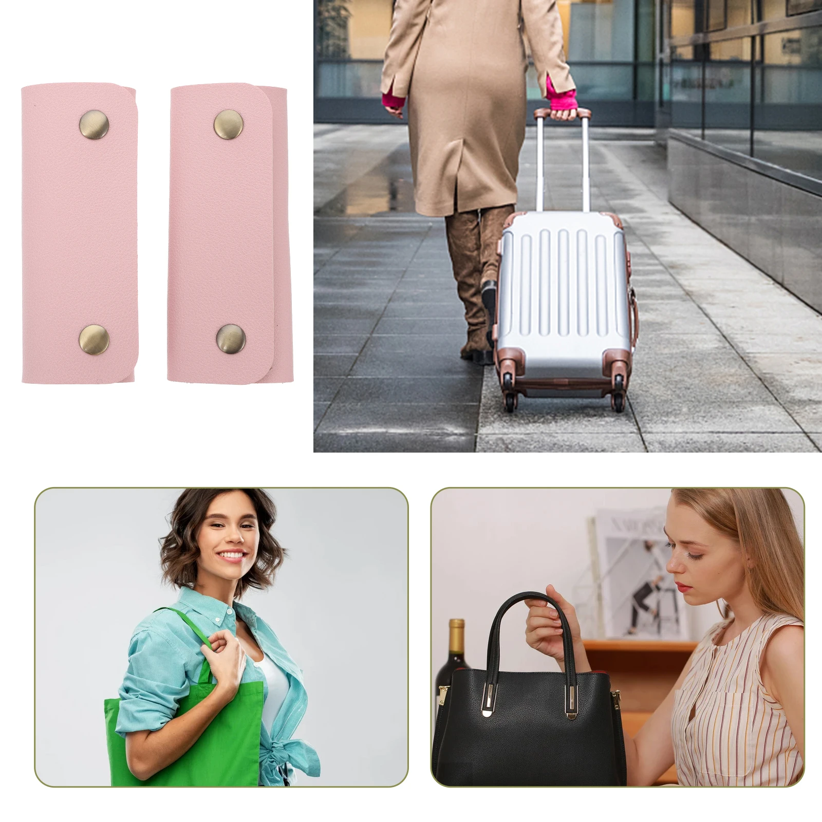 

2Pcs PU Bag Handle Cover - Comfortable Decompression Strap for Tote Shopping Bag Hand Protector Accessories Supplies