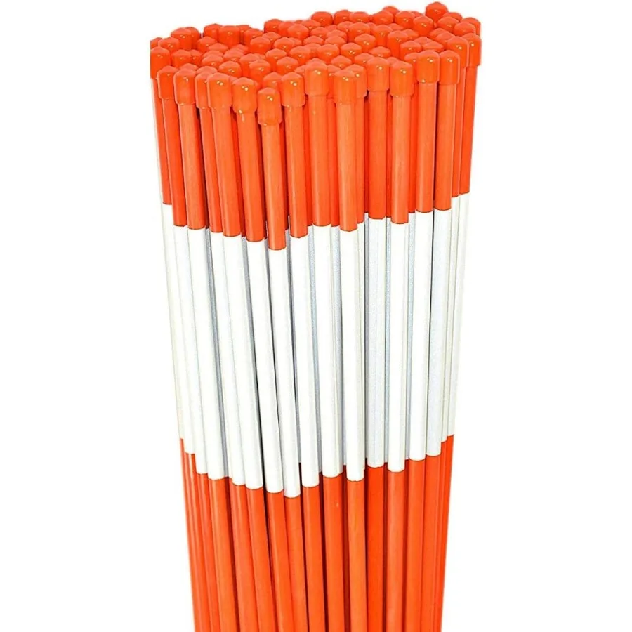 

Driveway Marker Snow Stakes for Winter Road Maintenance Reflective Tape Coated Fiberglass Stakes with 5/16 Diameter and 48 Leng