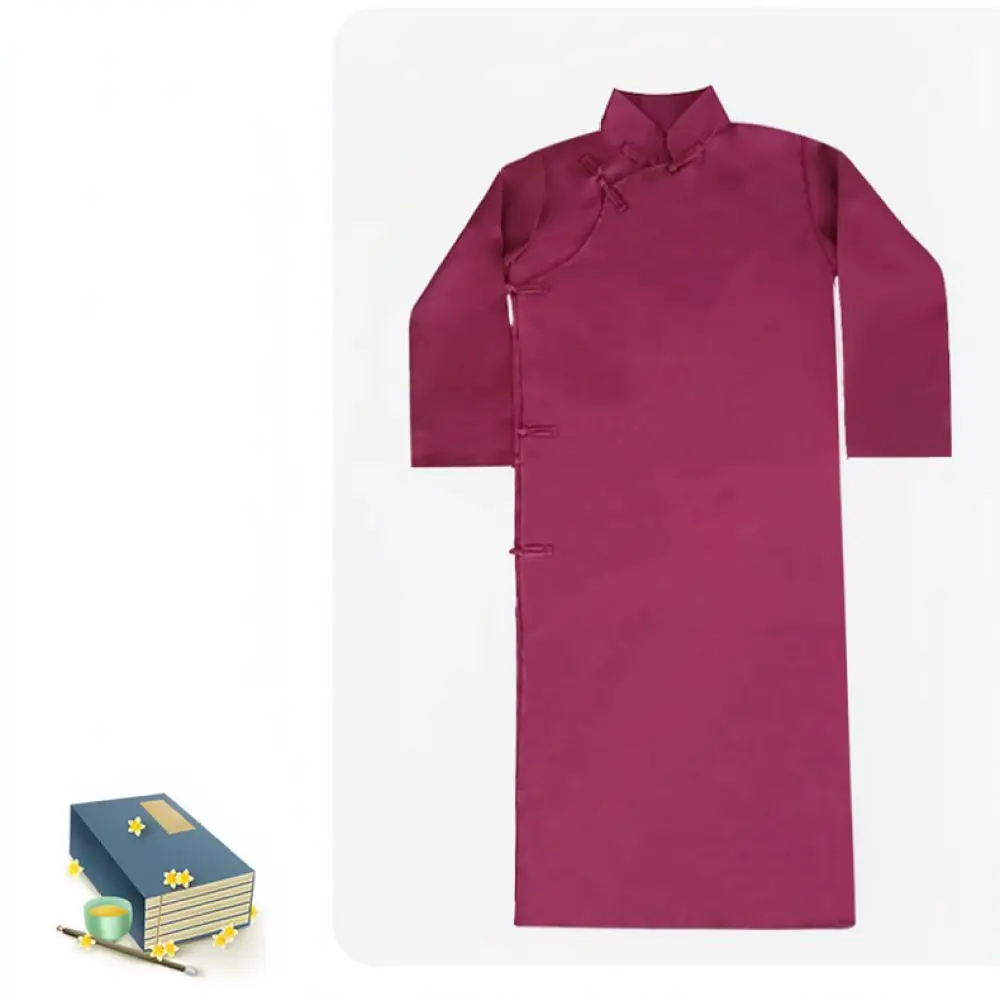 Mens Retro Republic Period Long Gown Stage Performance Outfit Traditional Chinese Style Teacher Cosplay Breathable Robe