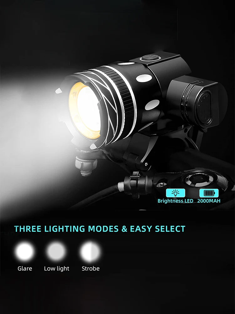 AliExpress cycle zone Zoomable T6 Bicycle Front Light LED Bike Headlight Rechargeable 3 Lighting Modes Lamp Cycling Flashlight MTB Accessories
