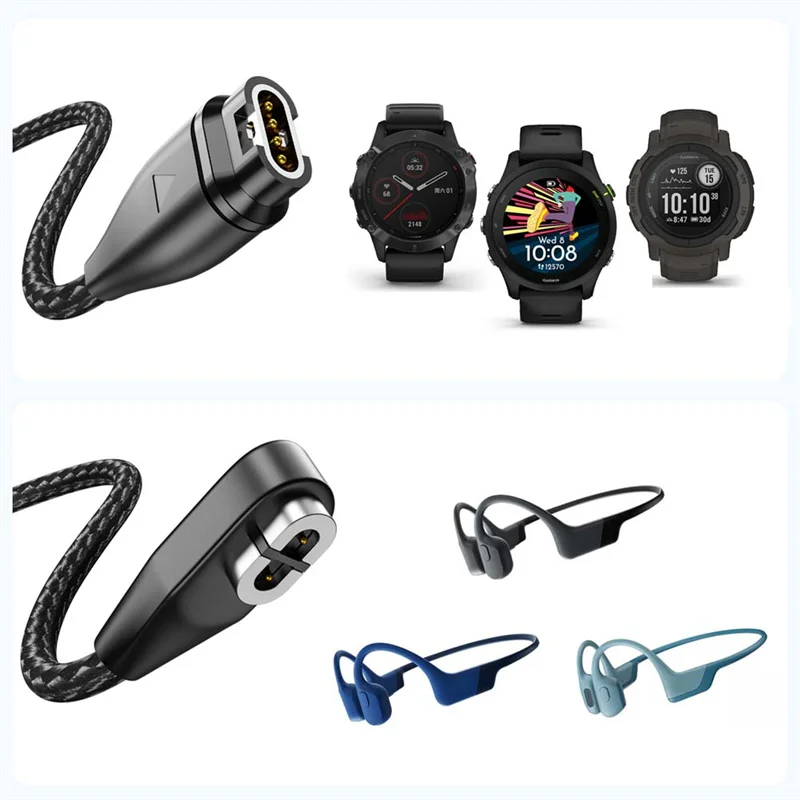 

-A99Z 2PCS Flexible Cord Cable Charger Cable For Garmin/Shoin AS800/S810/S803 Earpieces Sport Watch