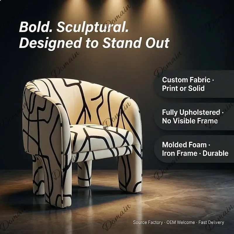 A81 Zebra Print Designer Accent Chair, Nordic Fabric Single Sofa, Small Spaces Leisure Armchair