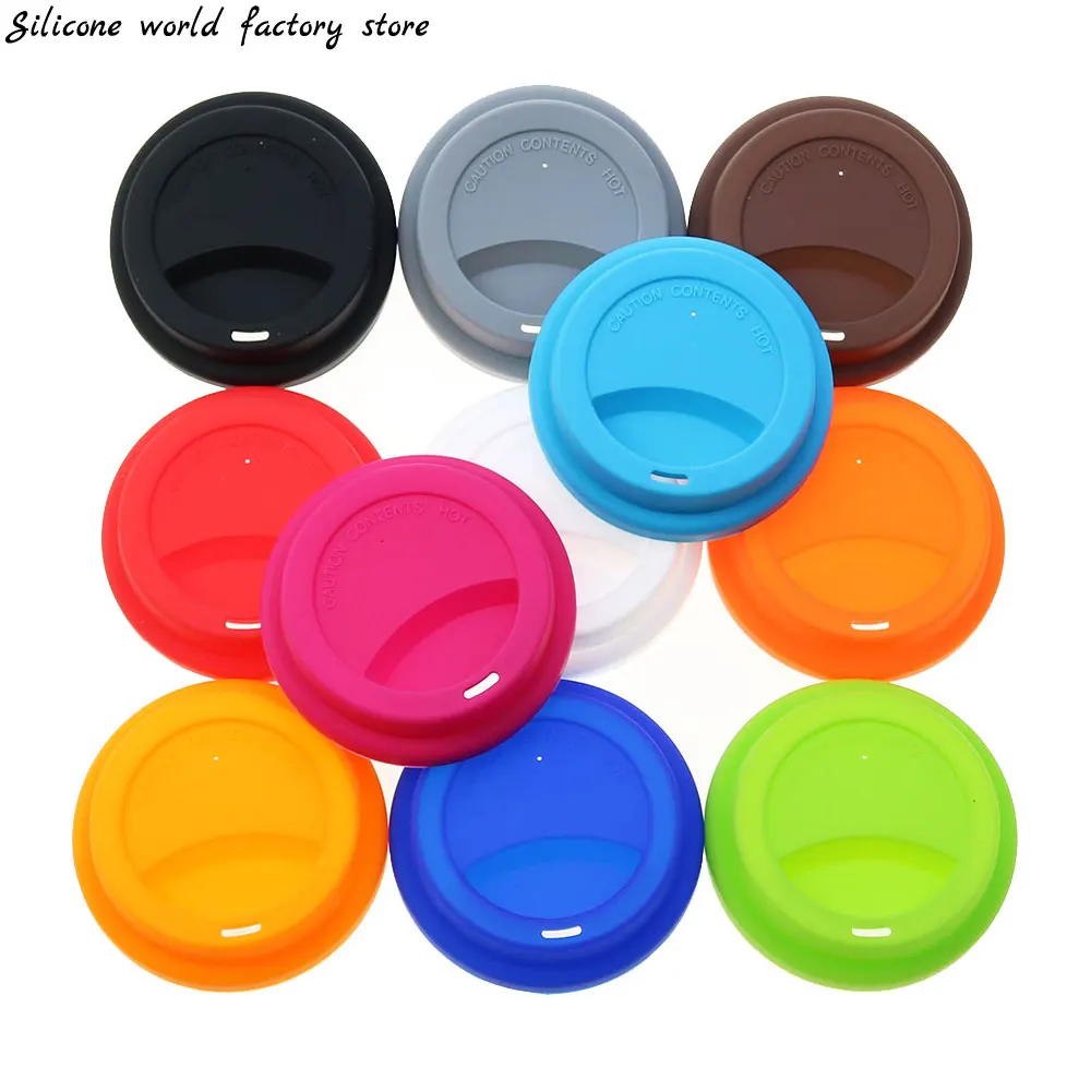 8.5-9.0cm Universal Reusable Silicone Cup Lids Fresh Cover Silicone Insulation Anti-Dust Cup Cover Coffee Mug Lids Cup Sleeve