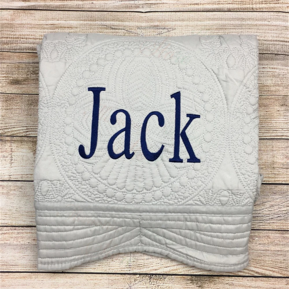 Custom Personalized Name Kid's Blanket Embroidered Newborn Cotton Baby Shower Gift Blanket Outdoor Baby Stroller Soft Blankets