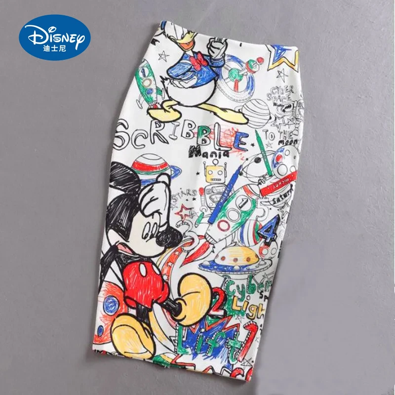 Disney Women\'s Pencil Skirt High Waist Slim Skirts Print New Korean Cartoon Summer Young Girl Female Falda Sexy Pencil skirt Y2K