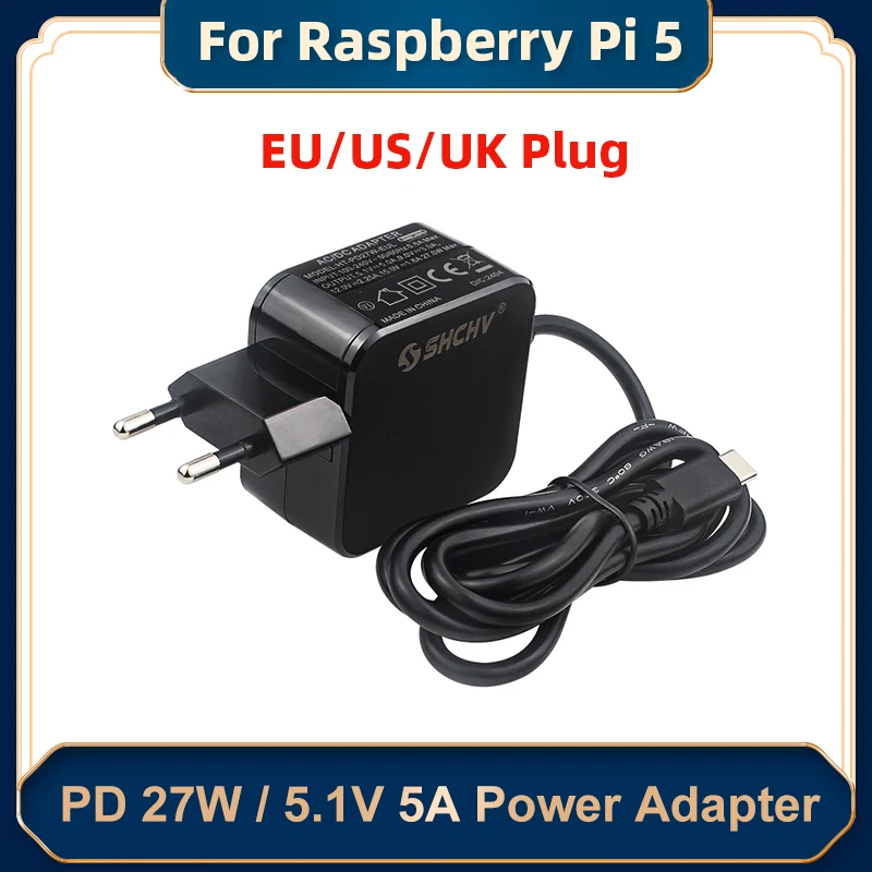 Zasilacz 5,4 V 5 A Raspberry Pi 5 Typ C Adapter Wejście 100–240 V UE USA Wielka Brytania Dotyczy Pi 5