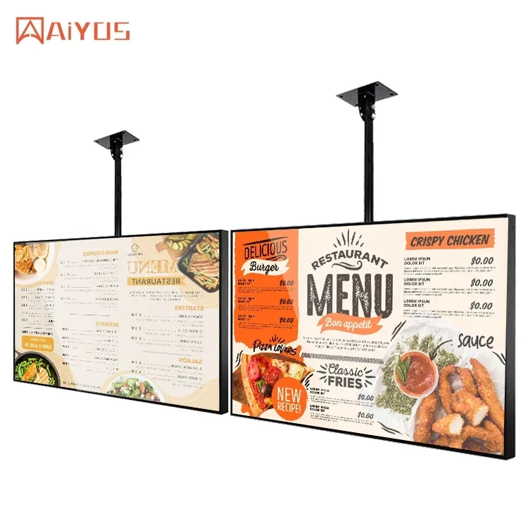 32 43 49 55 inch Super thin restaurant wall mount digital signage android lcd advertising display screen digital menu board