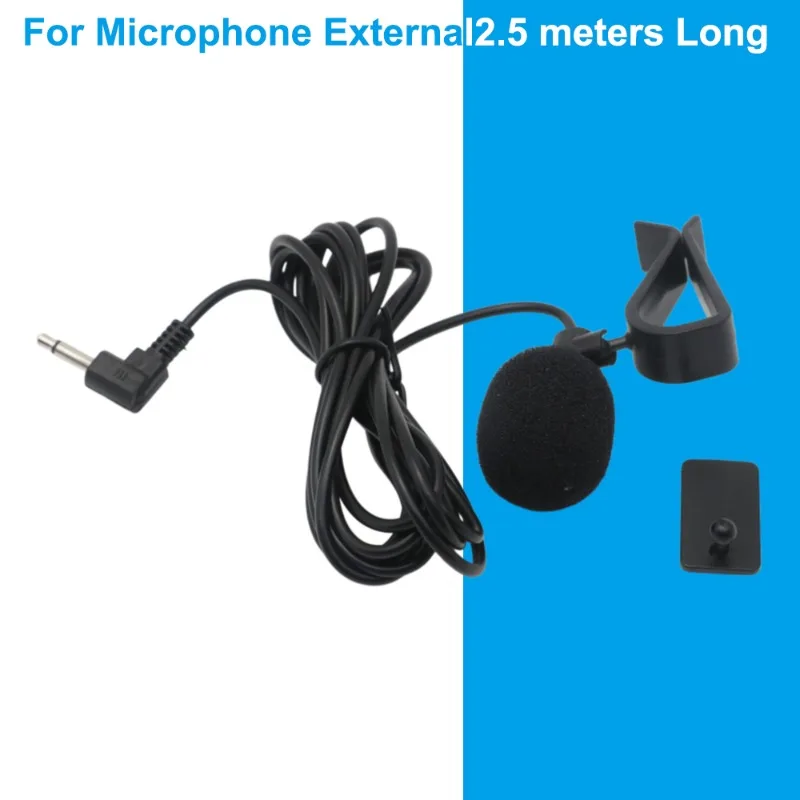 Car Bluetooth Hands-Free Kit External Microphone 2.5M | Portable Mono Audio Mic with Braided Cable & Clip-On 3.5mm Aux Plug