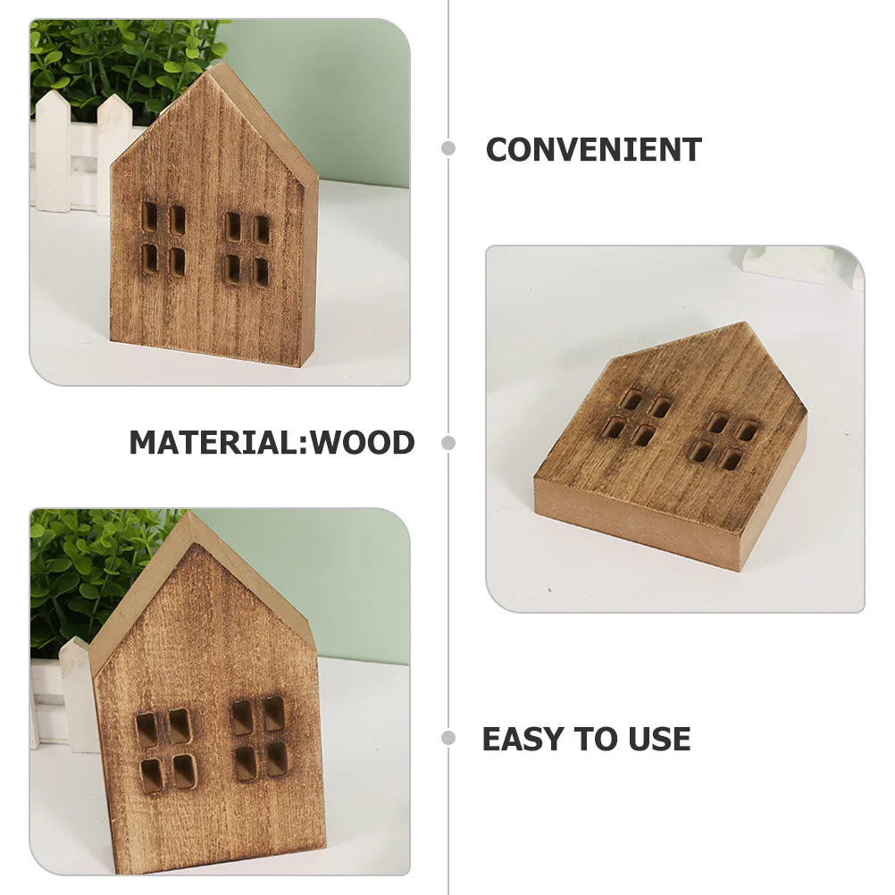 

Wood Slice Mini House Desktop Artificial Simulated Tabletop Xmas Decor Home Table Landscape Scene Wood Centerpieces for Tables