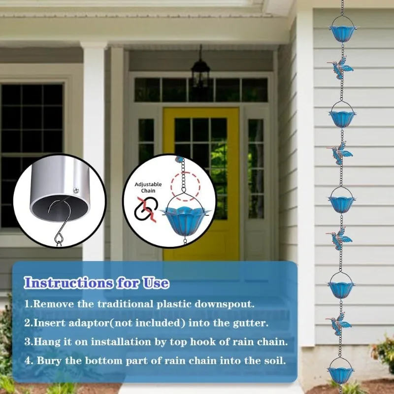 

Metal Vintage Rain Chain Gutter Downspout Hardware Durable Rustproof Outdoor Garden Eaves Decorative Wind Chime Hanging Pendant
