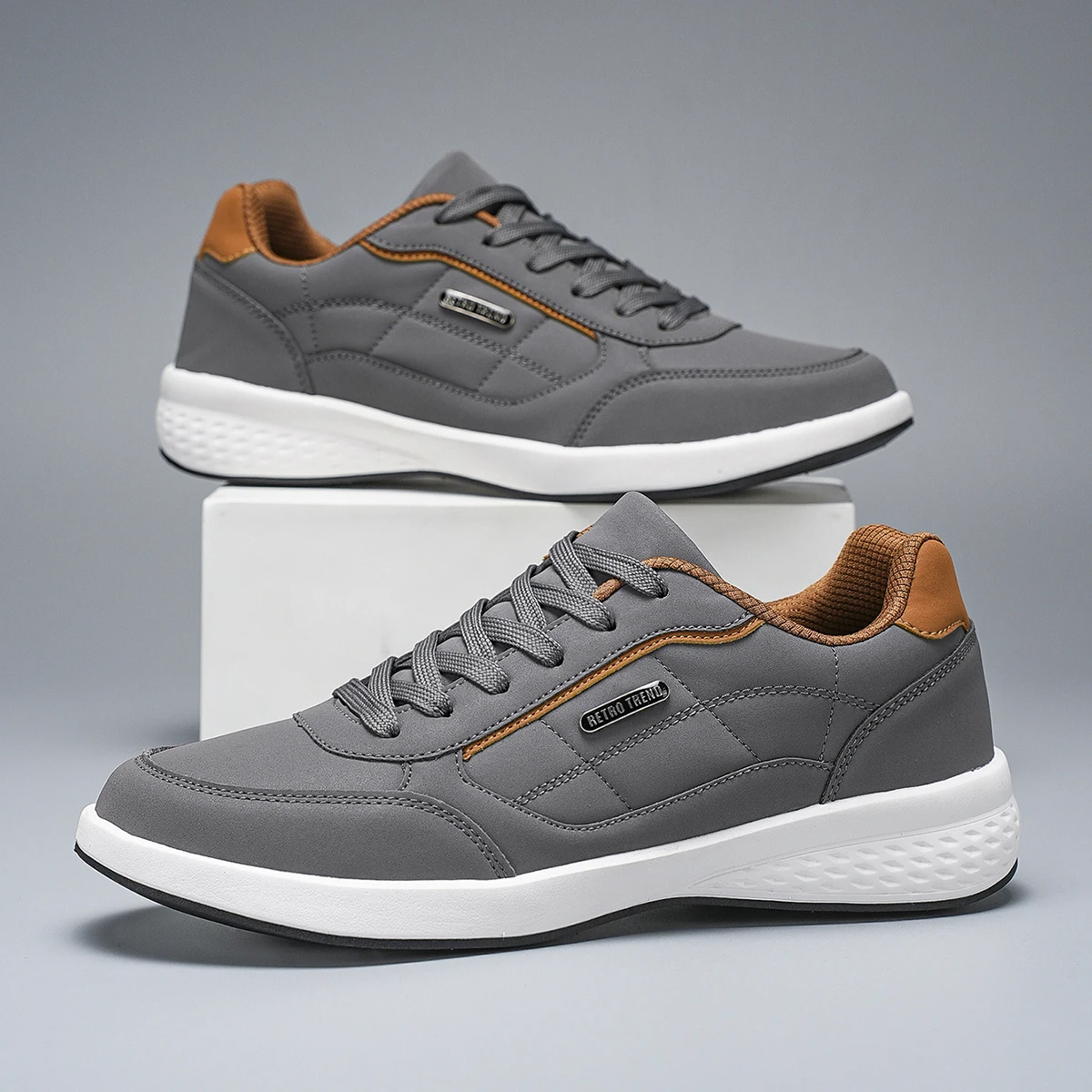 Neue atmungsaktive Lederschuhe für Herren, leichte, bequeme Herren-Sneaker, modische Schnürschuhe, Freizeitschuhe, flache Schuhe, Zapatillas Hombre – Detail 7