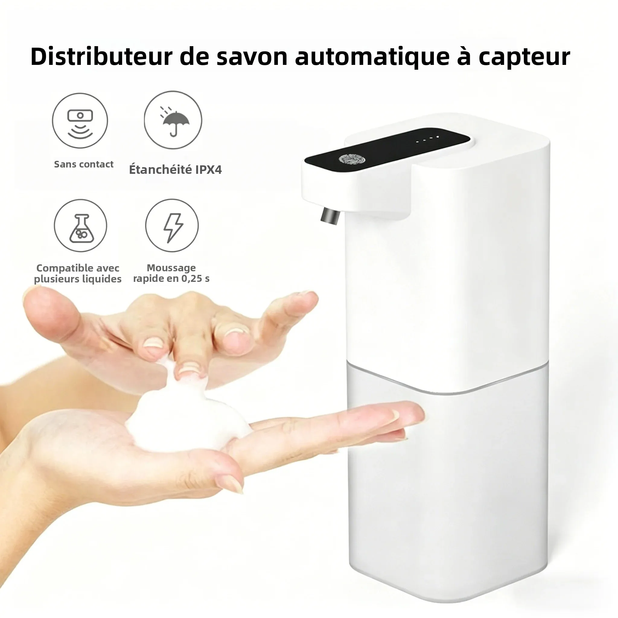 Distributeur automatique de savon en mousse électrique, distributeur de désinfectant pour les mains à capteur sans contact, induction infrarouge pour la maison, la salle de bain et la cuisine