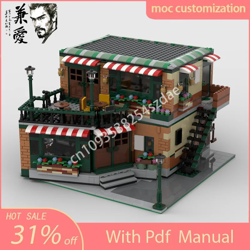 2258PCS Moc Central Perk Cafe Architecture Model Building Blocks DIY Creative Assembly Bricks Kids Holiday Gift