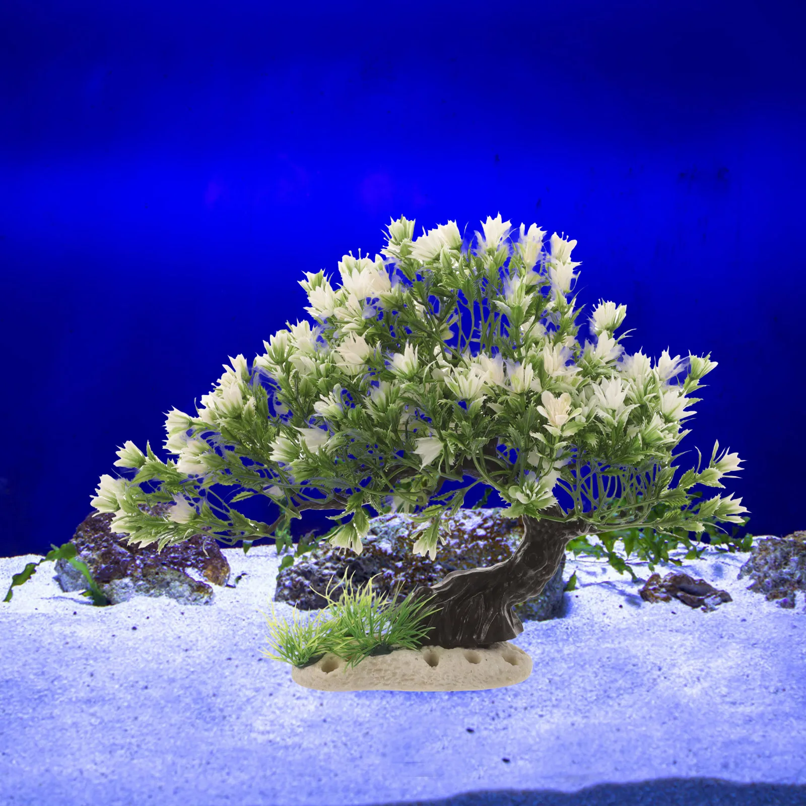 

Plastic Aquatic Tree Grass Plants for Fish Tank Aquarium Decorations LMC29 White Green Large Tall Pet Supplies