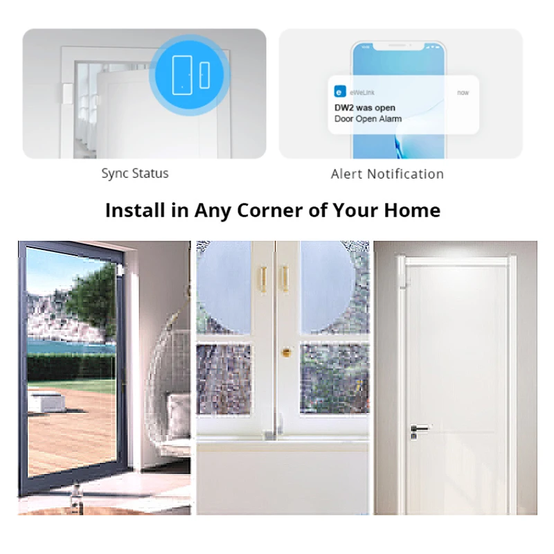 1/5PCS SONOFF DW2 Smart Home Security WiFi Door Window Sensor E-WeLink App avvisi di notifica funzionano con Alexa Google Home