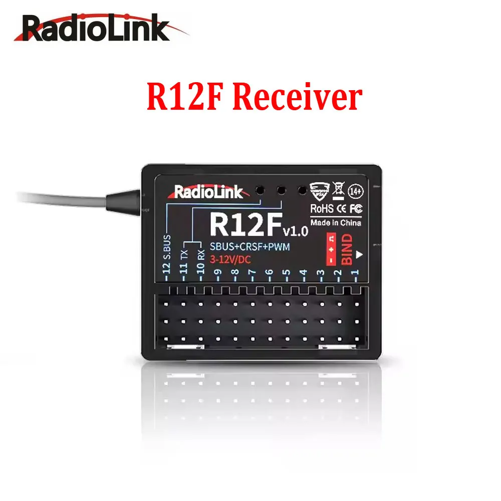 Radiolink R12F 12 Channle 2.4G RC Receiver Car Voltage Transmission Telemetry Long Range RX for Crawler Drifting Car