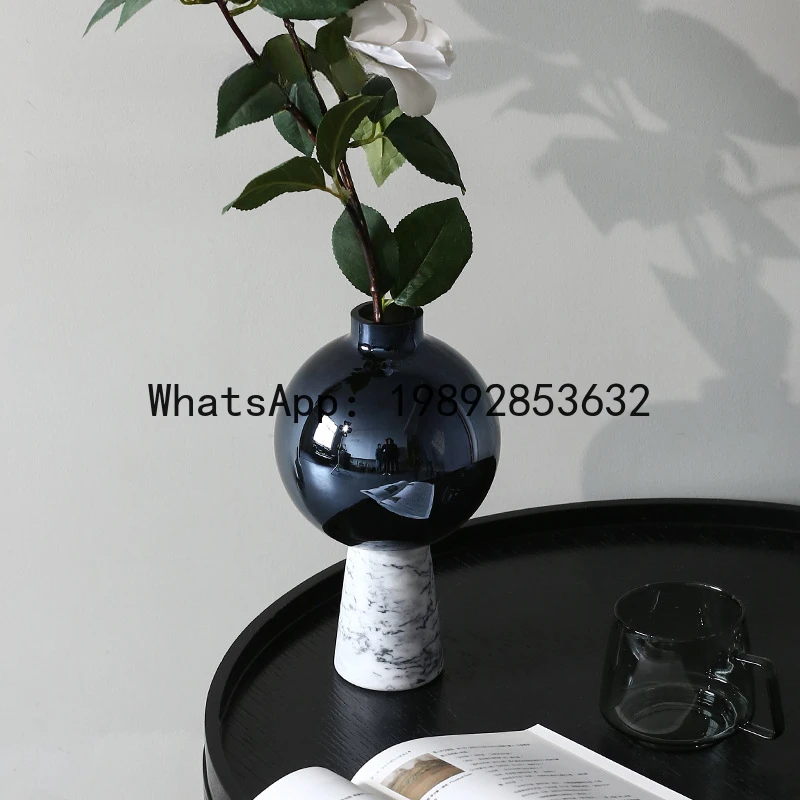

Marble Glass Vase Geometric Circle Star Flower Vase Glass Handicraft Ornaments Flower Arrangement Accessories Home Decoration
