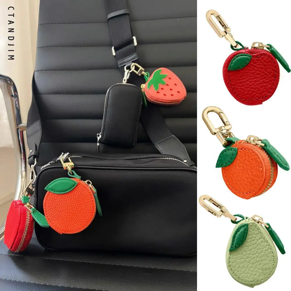 

Creative Fruit Shape Charm Coin Purse Fashion Cute Apple Pear Peach Mini Wallet KeyChain Leather Korea Bag Pendant Gift For Girl