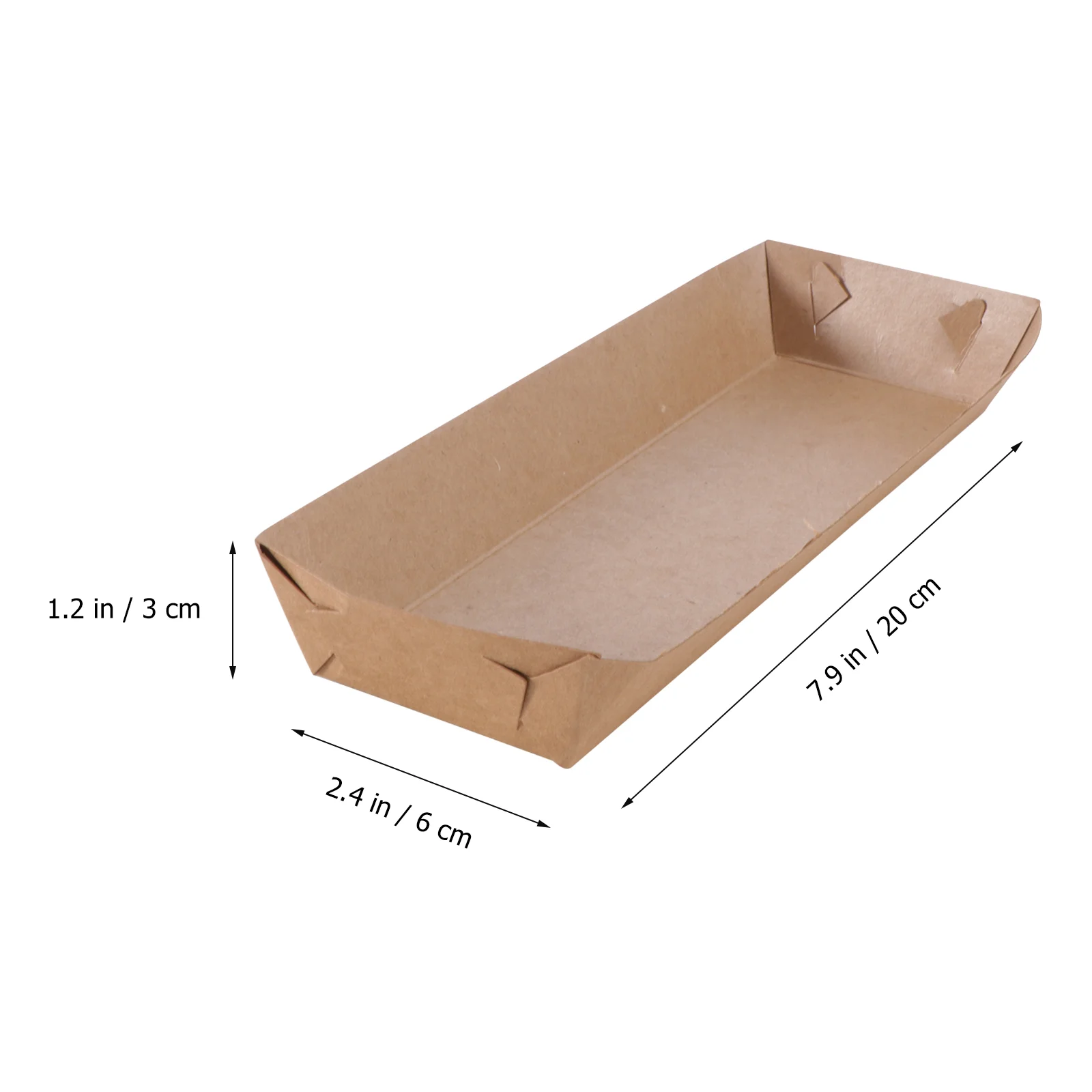 50 Pcs Disposable Paper Food Serving Tray Kraft Paper Coating Boat Shape Snack Open Box French Fries Chicken Box (20 x 6 x 3cm)