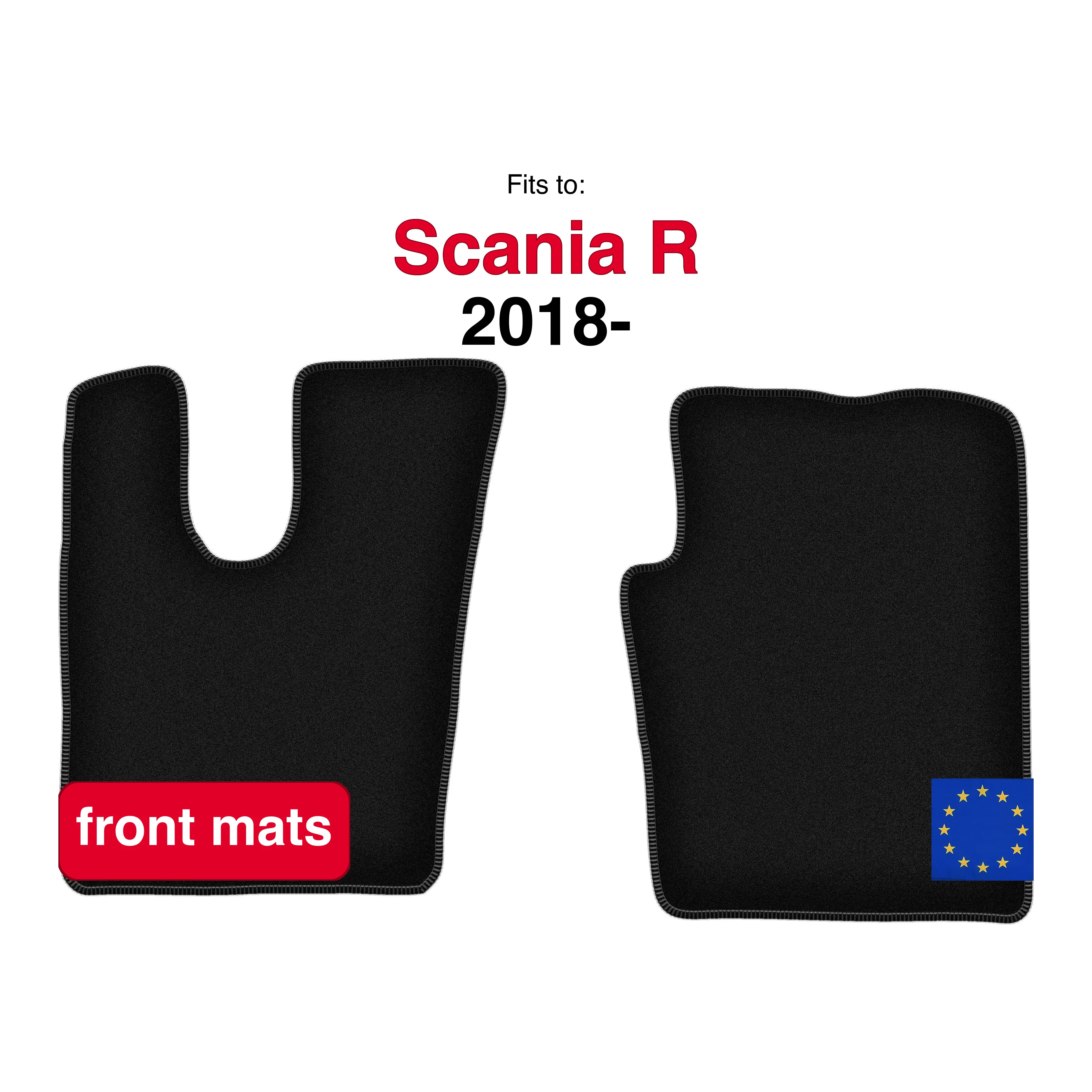 Voertuigvloermatten voorzijde voor Scania R Truck (2018-) - Zwart (2 stuks) Set voertuigvloermatten voorzijde auto