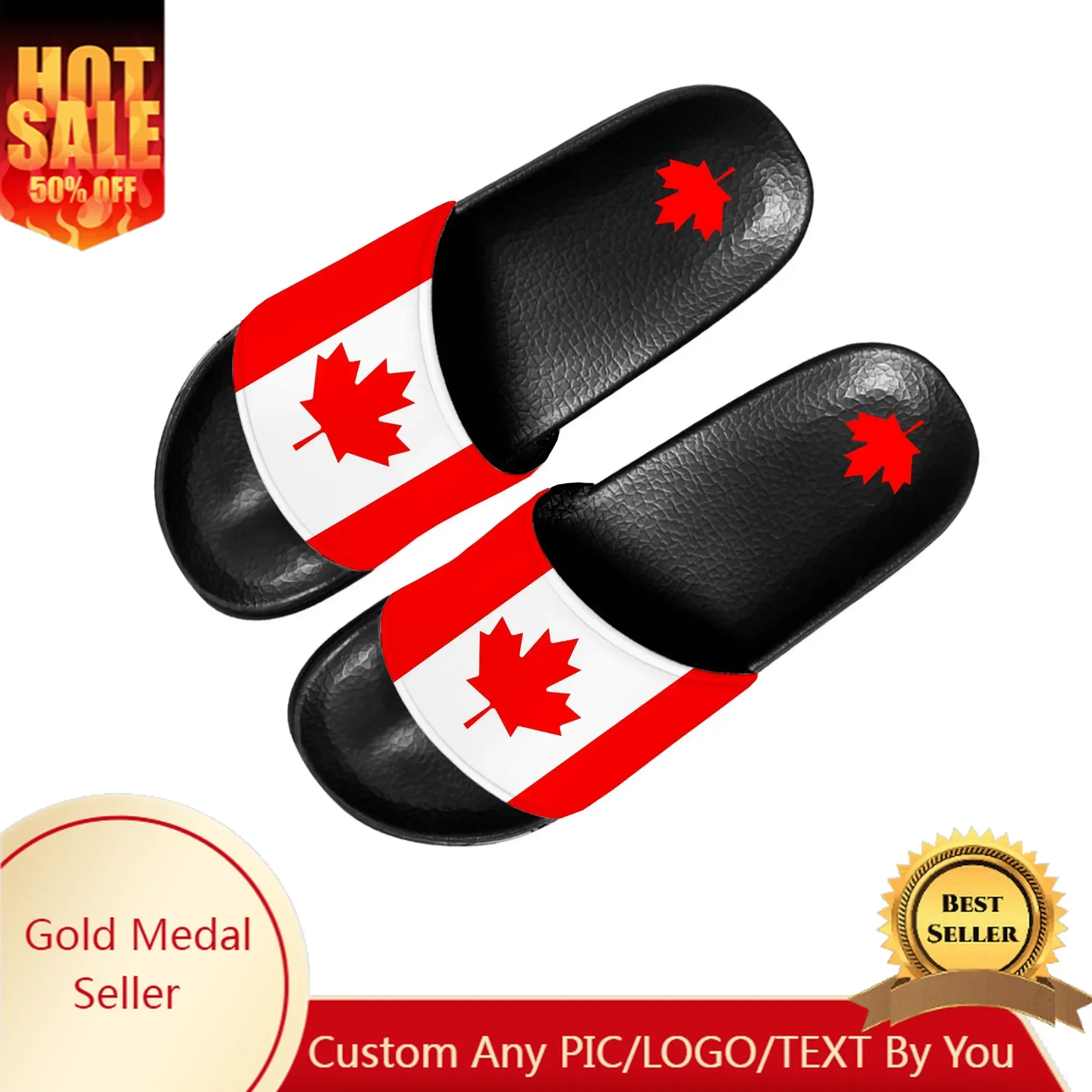 Canadian Flag Slippers Home Water Shoes Men Women Teenagers Canada Bathroom Beach Pool Sandals Custom Summer Slipper