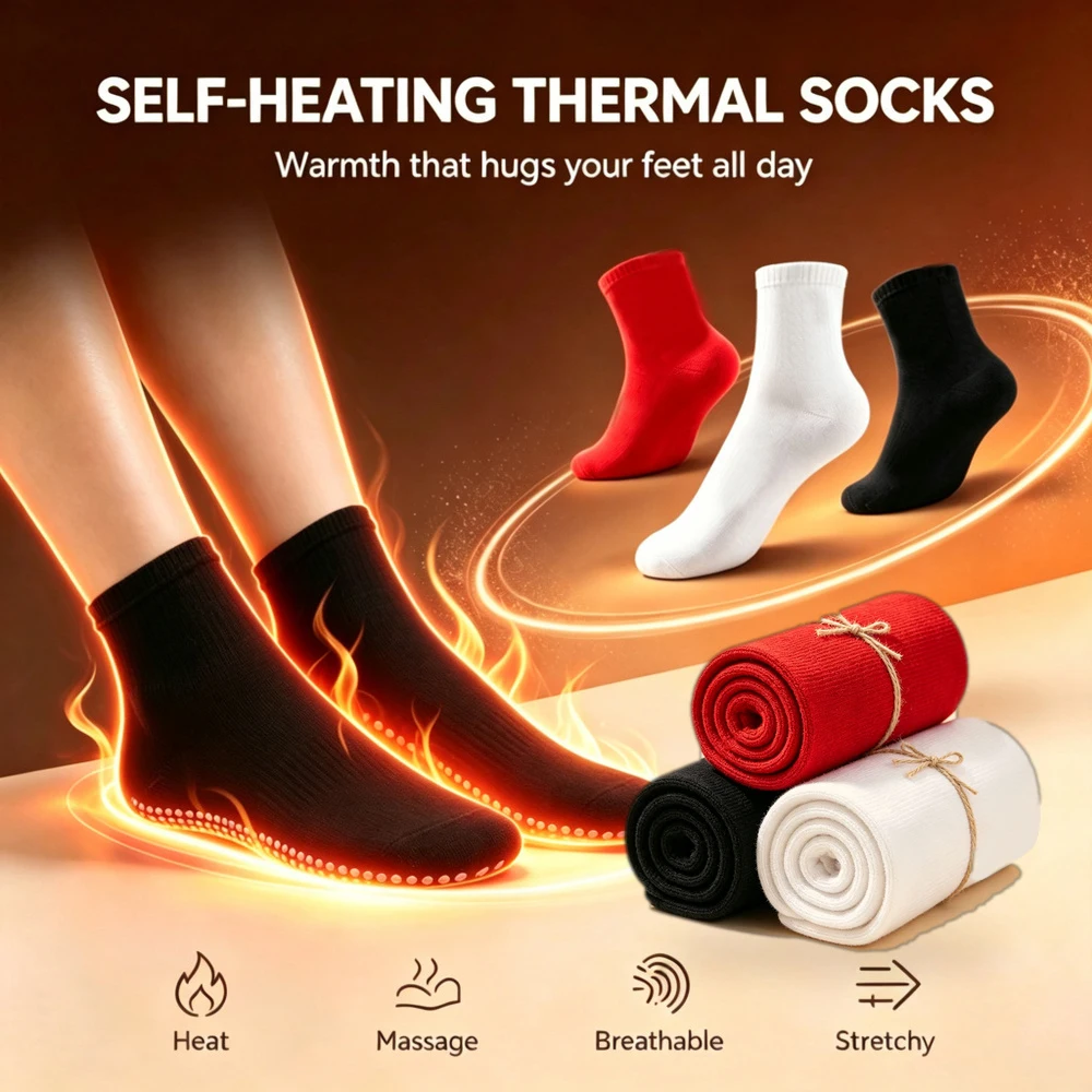 4Pairs Magnetic Therapy Self-Heating Socks Women Men Warm Insoles for Winter Boots and Shoes Inserts Feet Warmer Thermal Socks