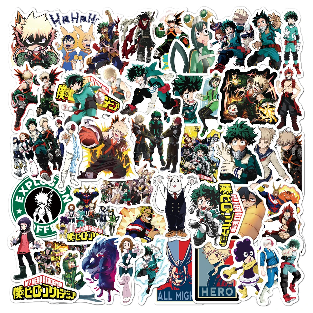 10/30/50pcs My Hero Academia Cartoon Anime Stickers Cool Graffiti Decals Phone Skateboard Diary Waterproof Sticker for Kids Toy