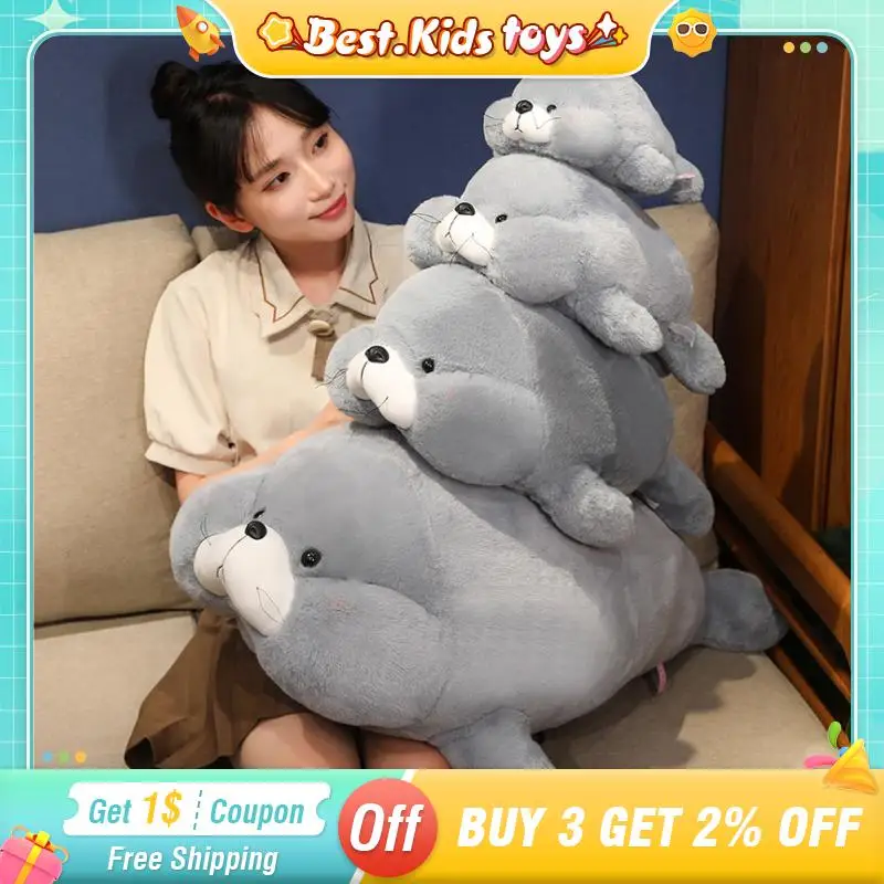 28/40/60CM Cute Seal Pillow Plush Doll Cartoon Soft Stuffed Animal Toys Throw Sofa Pillows Baby Girls Birthday Gift Home Decor