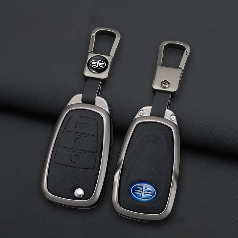 سبائك الزنك سيارة مفتاح القضية 3 زر الوجه المفاتيح التحكم عن بعد Fobs حامي غطاء سترة ل FAW Besturn X80 2018 2019 2020 #5