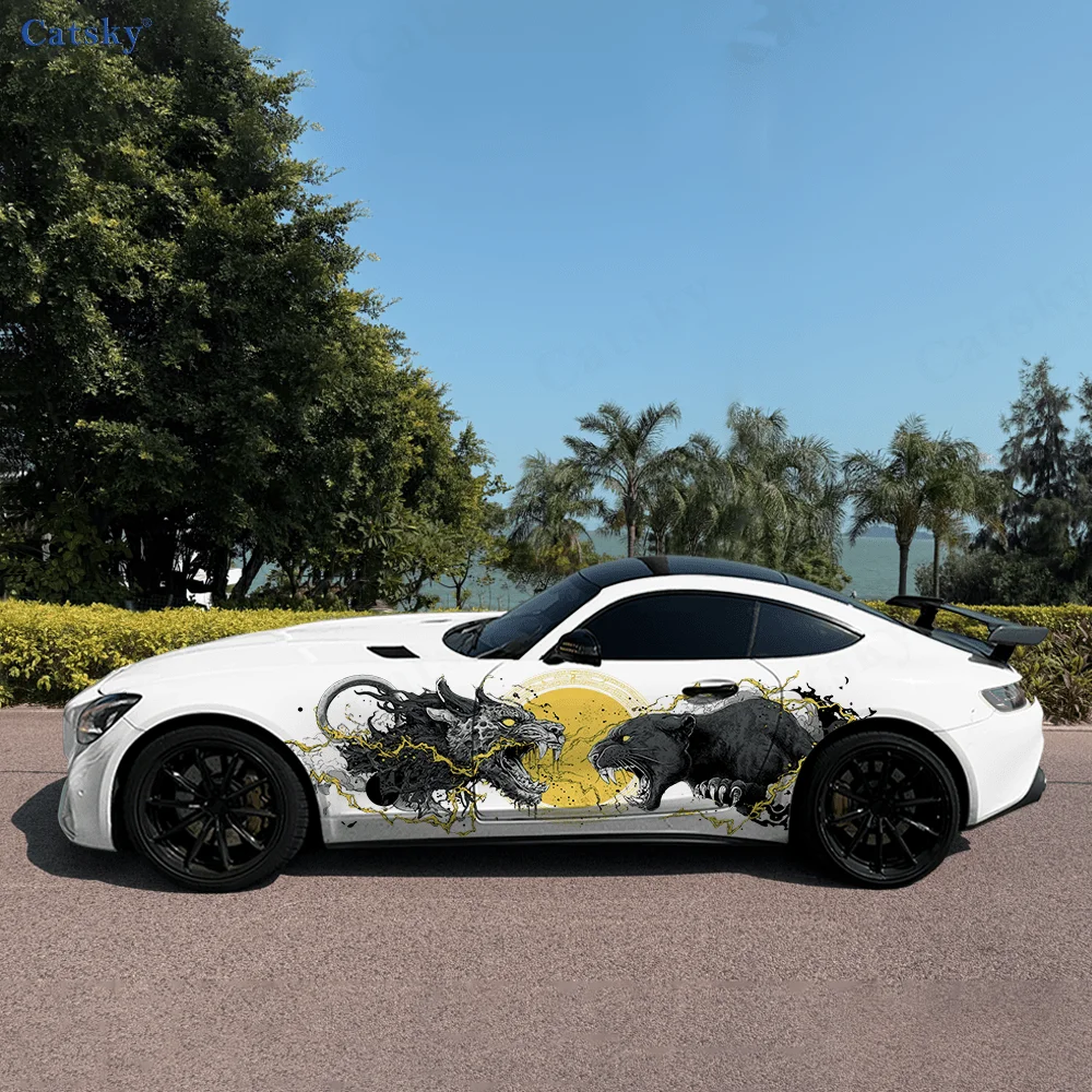 

Fly Dragon Cheetah Struggle Car Vinyl Wraps Decal Self-adhesive PVC Sticker Suitable for Trucks SUV Decor Auto Accessories Gift